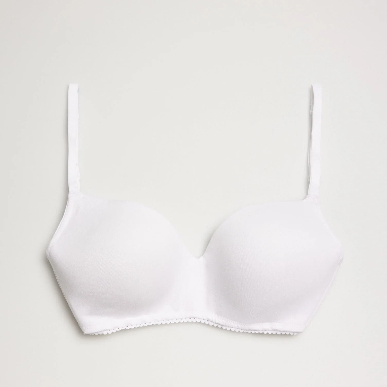 Reggiseno senza ferretto con imbottitura in cotone biologico, coppe C e D, bianco, coppe C e D