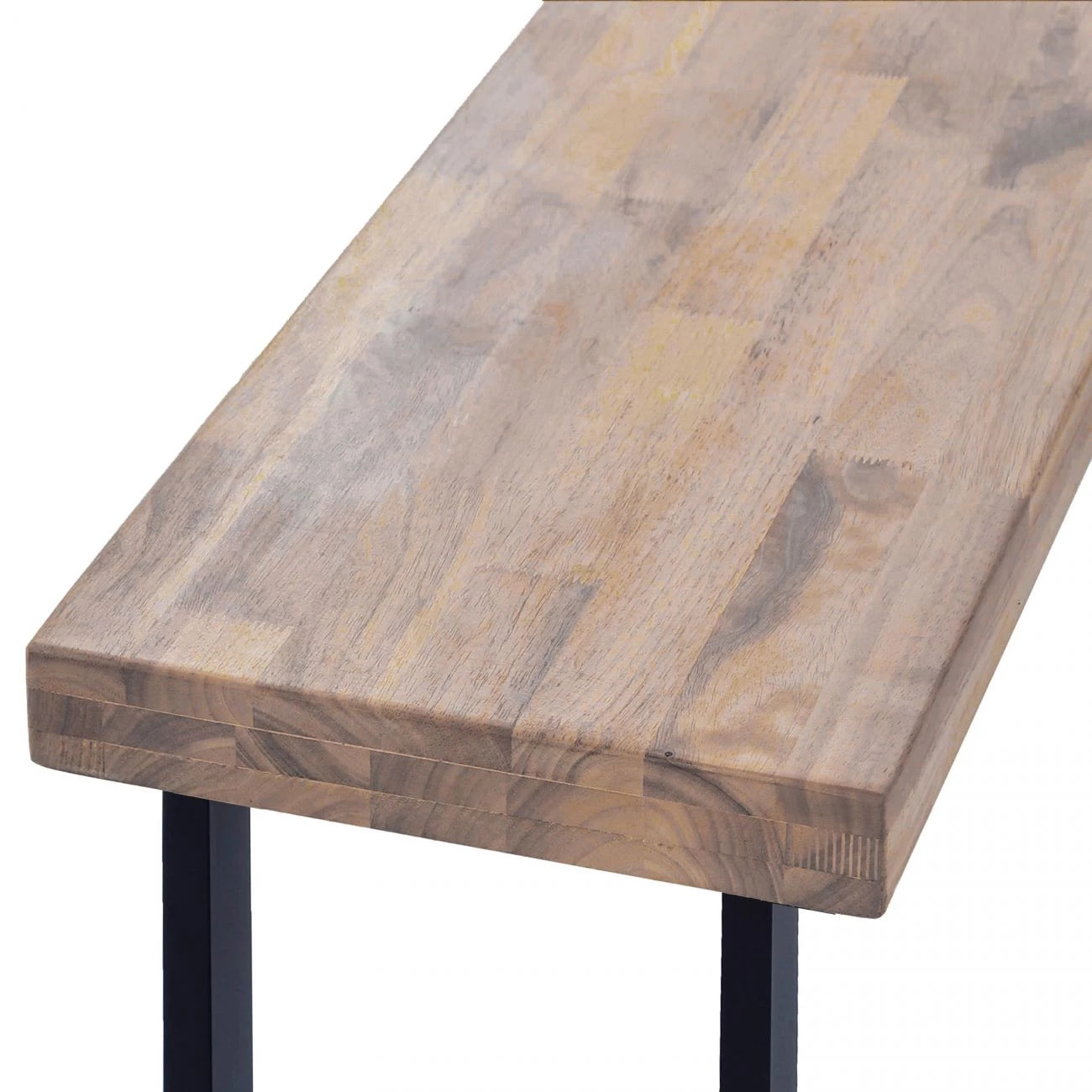 Banco de madera con patas metálicas en negro y roble honey 120x34 cm Loft Roble Honey - Negro