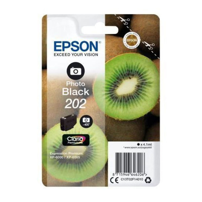 Cartouche d'encre EPSON Originale 202 Noire Photo Série Kiwi - C13T02F14010