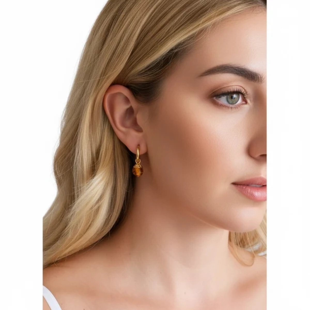 Pack aros pequeño y bola colgante dorado chapado y bolas en negro y jaspeado