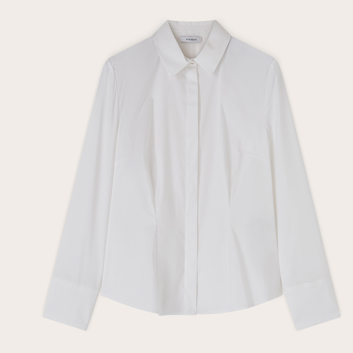 Motivi - Camisa de popelín con botones ocultos - Blanco
