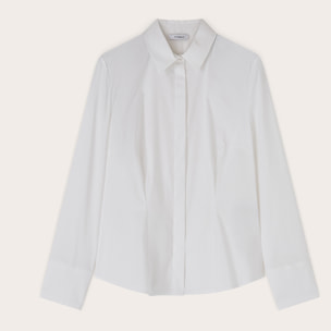 Motivi - Camisa de popelín con botones ocultos - Blanco