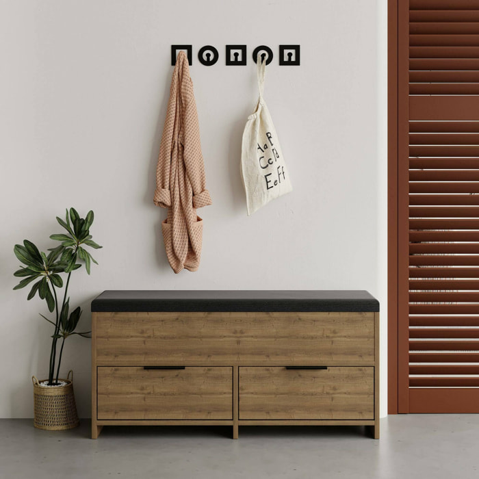 Scarpiera Tapah, Mobile portascarpe, Armadio da ingresso multiuso, Mobiletto per calzature, 106x34 h50 cm, Quercia