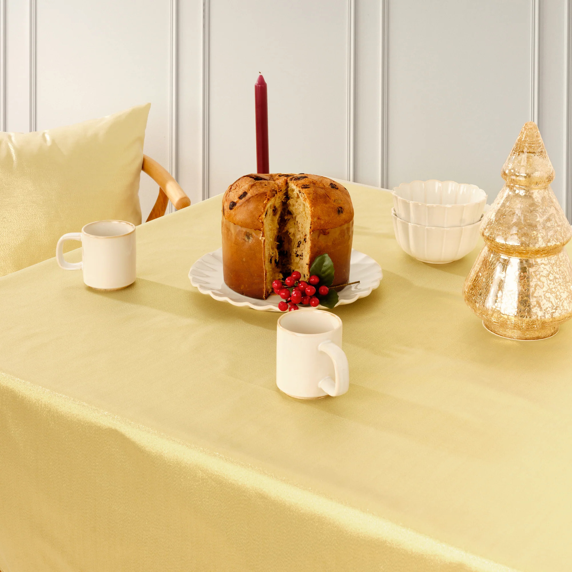 Nappe Anti-tâches Toucher du Tissu Jacquard R22120 Christmas Night Oro Lurex