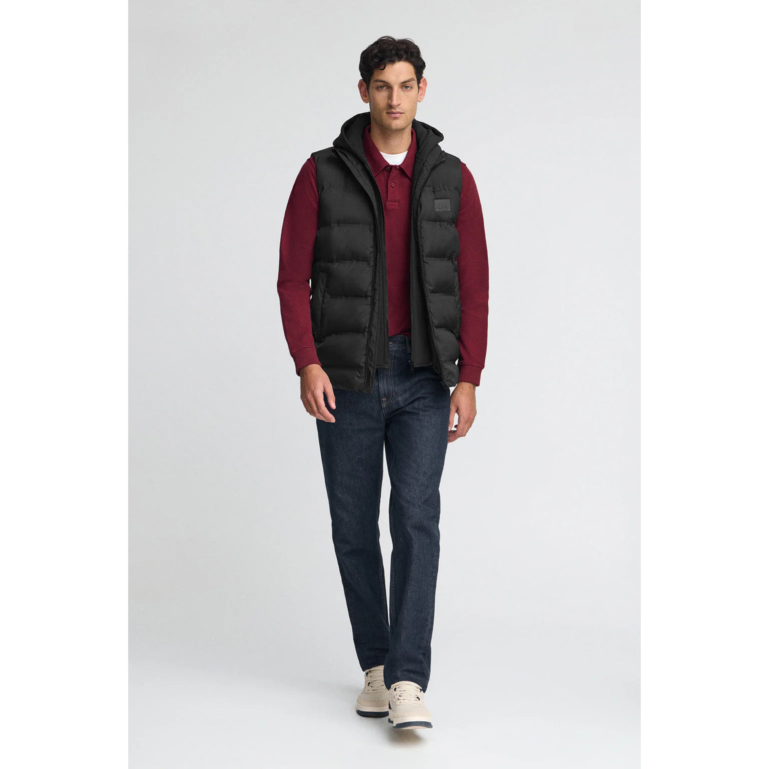 Gilet trapuntato nero con logo Polo Club