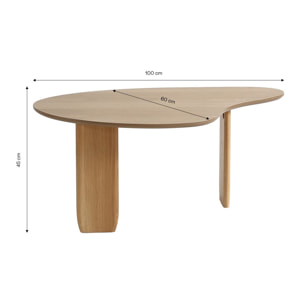 Lot de 2 tables basses organiques en bois, placage chêne - ARIA