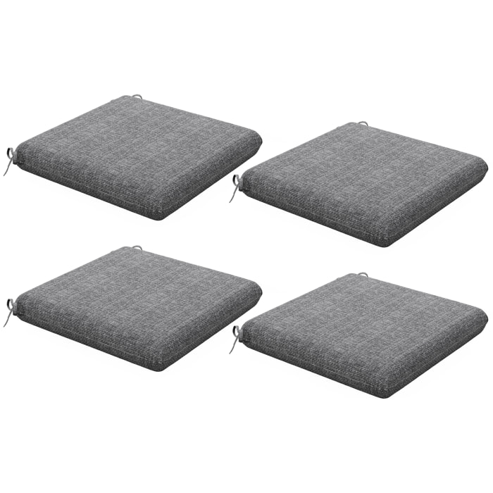 Conjunto de Cojines para Sillas de Comedor 47x47x7 cm Juego de 4 Piezas Cojines para Sillas de Jardín Impermeable y Protección UV 50+ para Interior y Exterior Gris