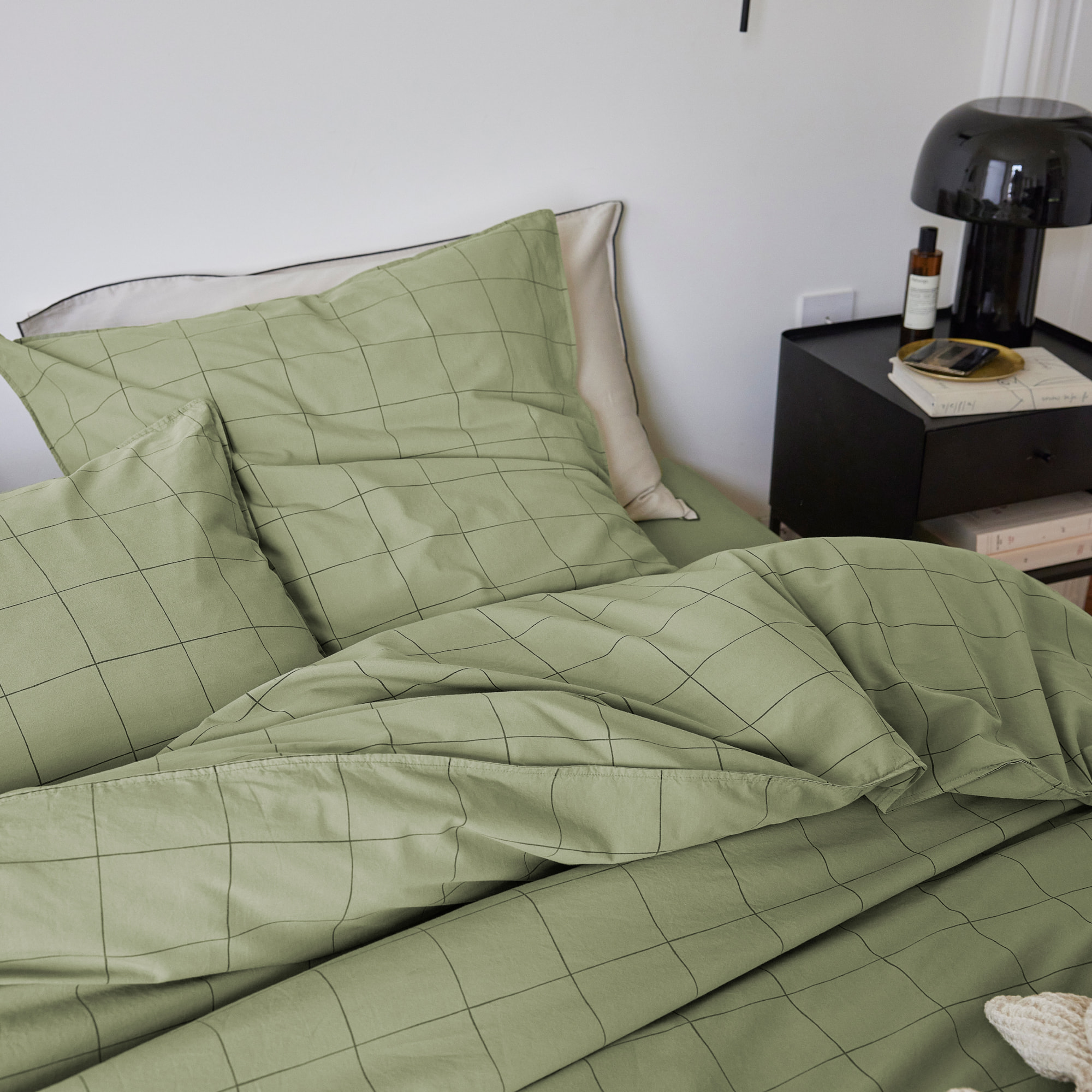 Taie d'oreiller en percale de coton lavé, IMPRESSION GRAPHIQUE