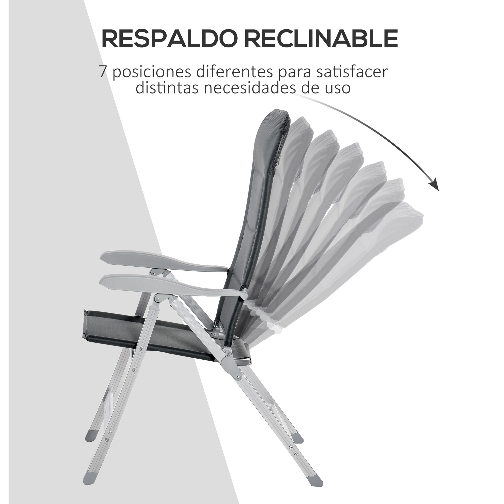 Silla de Jardín Plegable de Aluminio 75x61,5x114,5 cm Gris