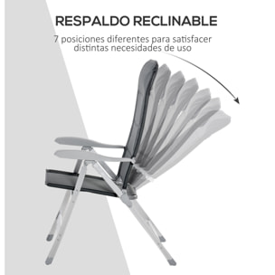 Silla de Jardín Plegable de Aluminio 75x61,5x114,5 cm Gris