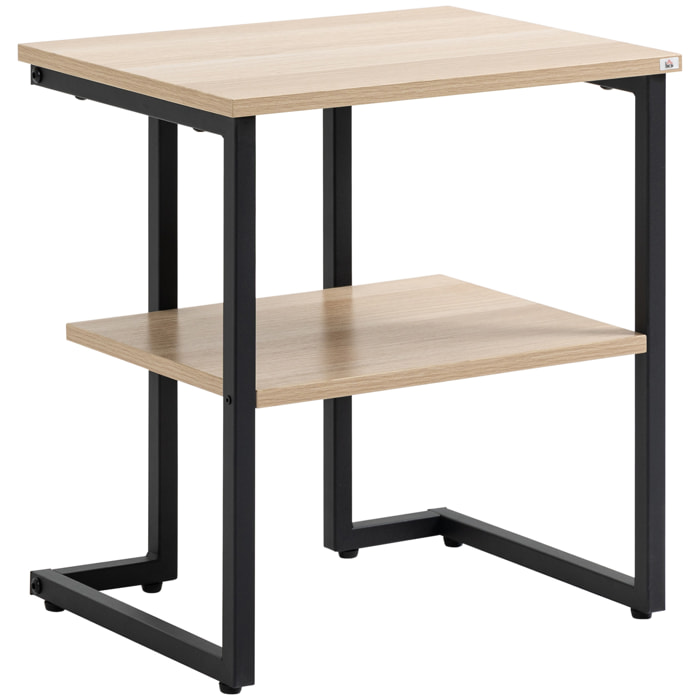 Mesa Auxiliar de 2 Estantes Mesita de Salón para Dormitorio Estudio 45x35x48 cm