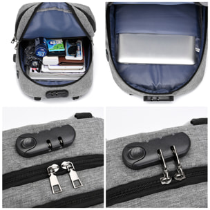 DAM Mochila multi compartimento, porta Laptop 13,3". Capa impermeable. Bloqueo de cremalleras. Toma USB externa. 29x16x43 Cm. Color: Rojo