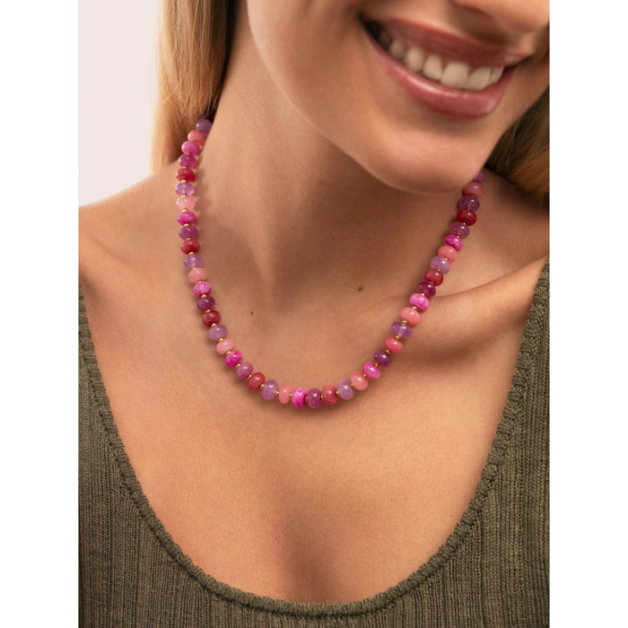 Collar Rosé Stones Acero Baño Oro