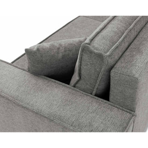 Cezanne - Canapé droit 3 places convertible avec coffre en tissu texturé - Gris