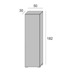 Armadio multiuso Fiordaliso, Mobile lineare a 1 Anta e 7 ripiani, Colonna da ingresso o bagno, Scarpiera moderna, 100% Made in Italy, Cm 50x30h182, Cemento e Bianco