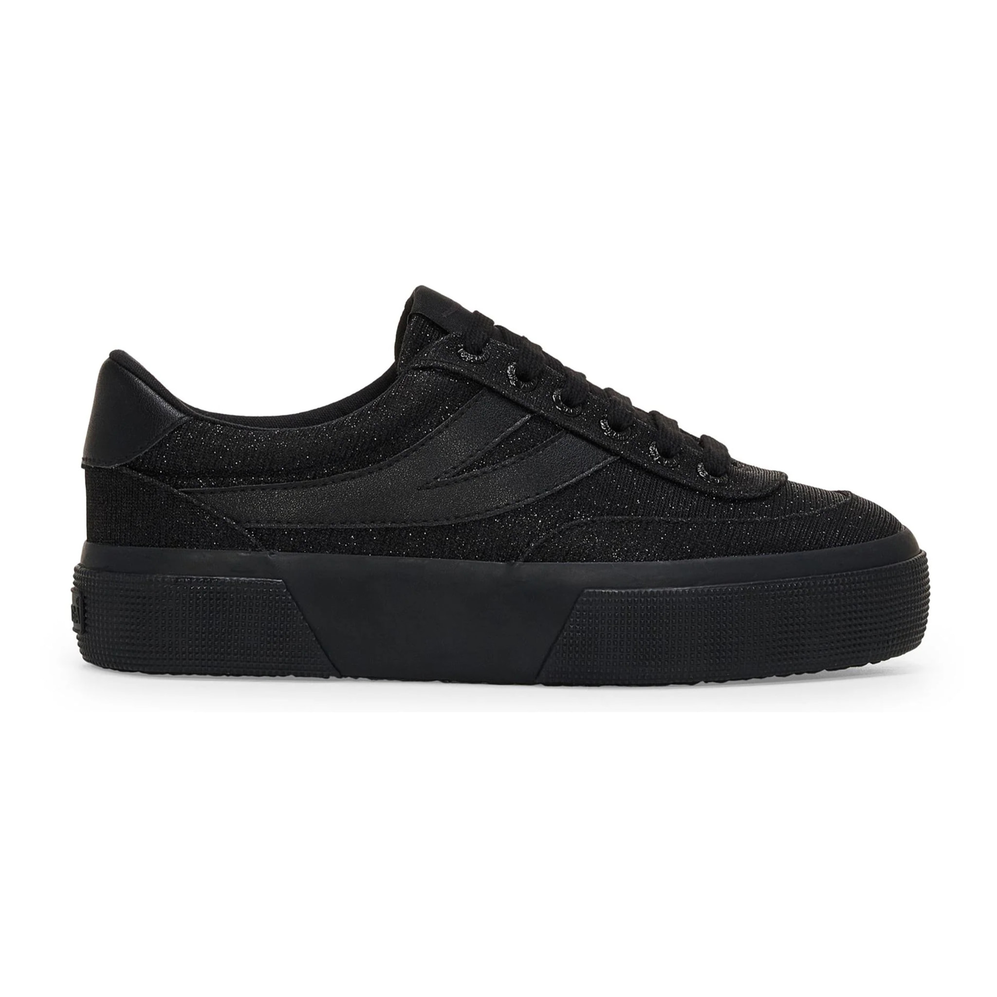 Scarpe da donna Superga Nero 3740 Platform Jersey Lame Blocks Leggera