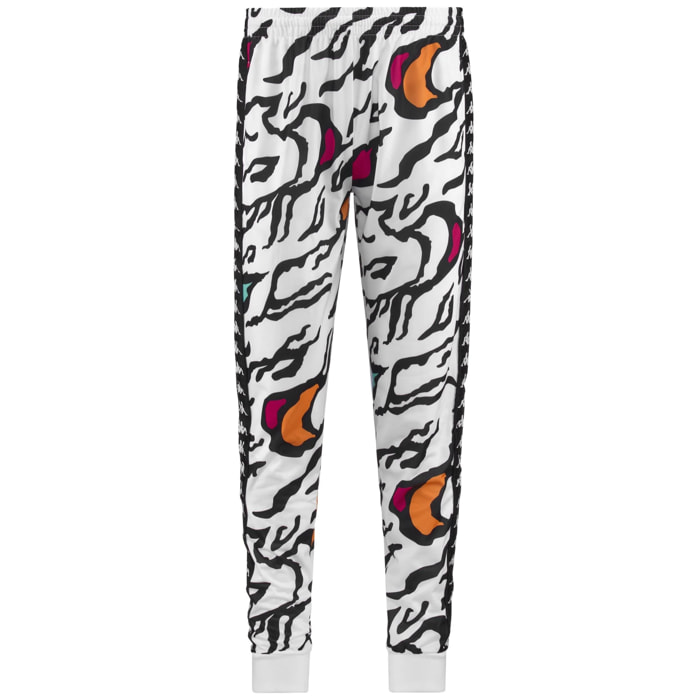 Kappa Pantaloni SPORT TROUSERS 222 BANDA RASTORIA GRAPHIK SLIM Bianco