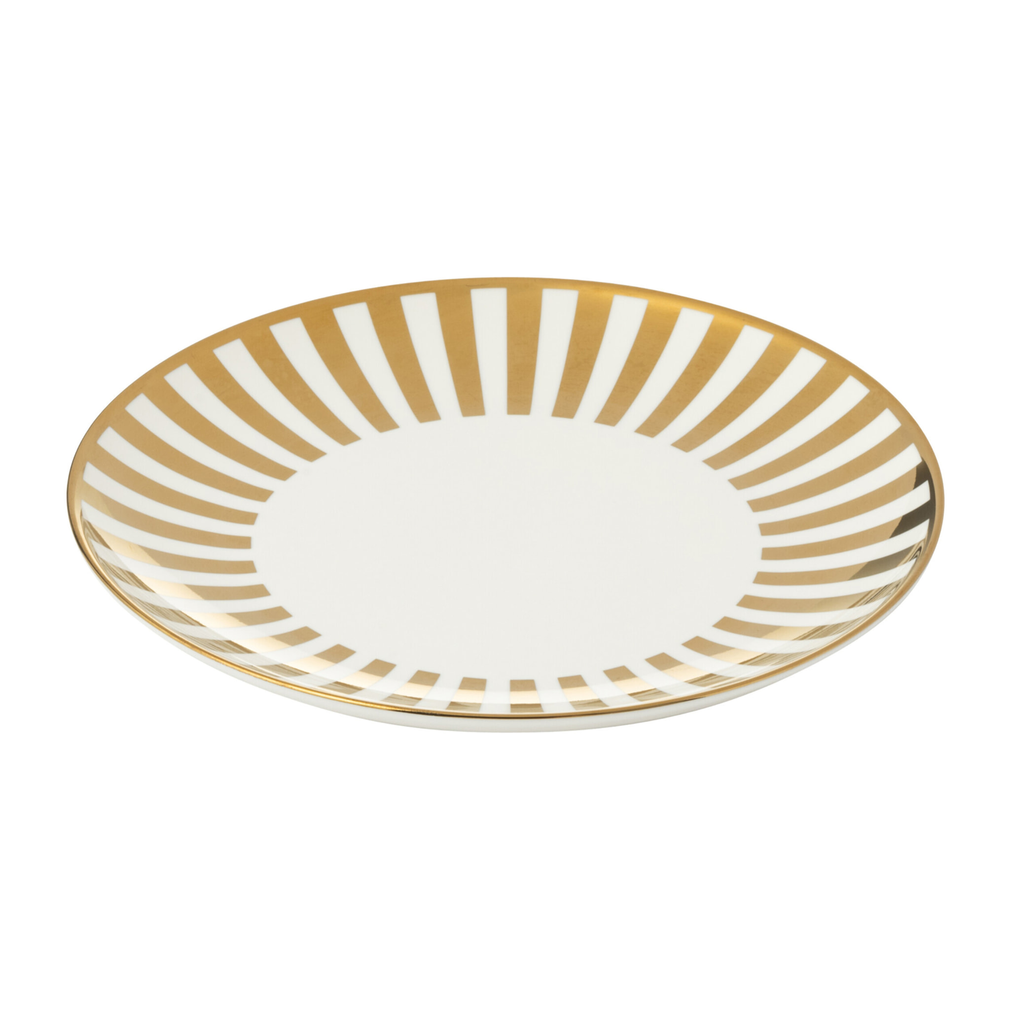 J-Line assiette Lignés - porcelaine - or/blanc - medium - boîte de 4