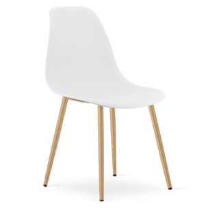 Sedia scandinava WAT bianca con gambe effetto legno