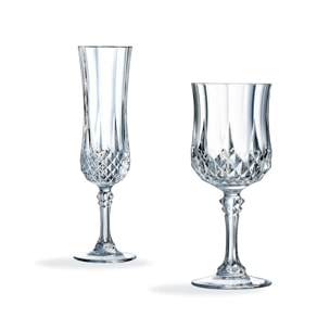 Ensemble 16 verres à pied et flûtes Longchamp - Cristal d'Arques