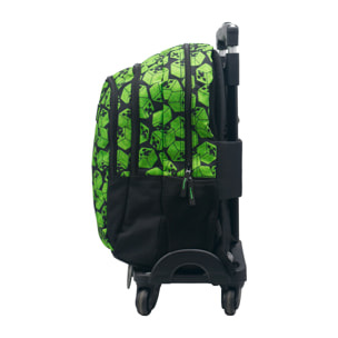 Zaino Primario Minecraft Cubes doppio scomparto + carrello con protezione laterale e stopper frontale, 4 ruote multidirezionali.