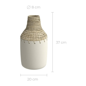 Vase blanc Valina en terre cuite H37cm