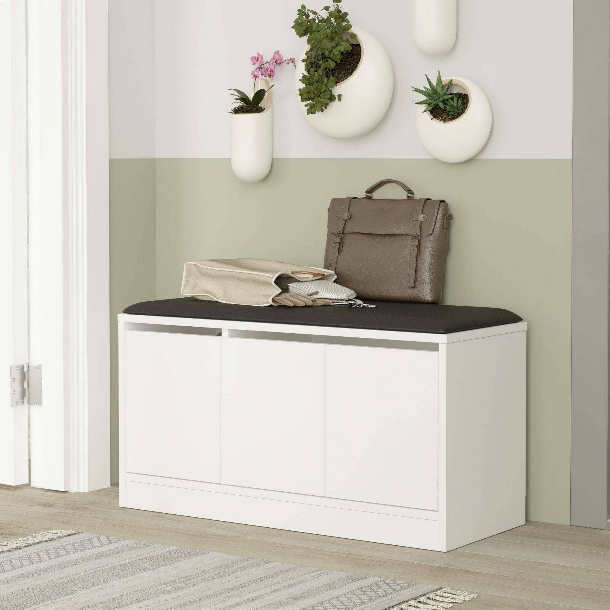 Scarpiera Dpirrell, Mobile portascarpe, Armadio da ingresso multiuso, Mobiletto per calzature, 90x36h46 cm, Bianco