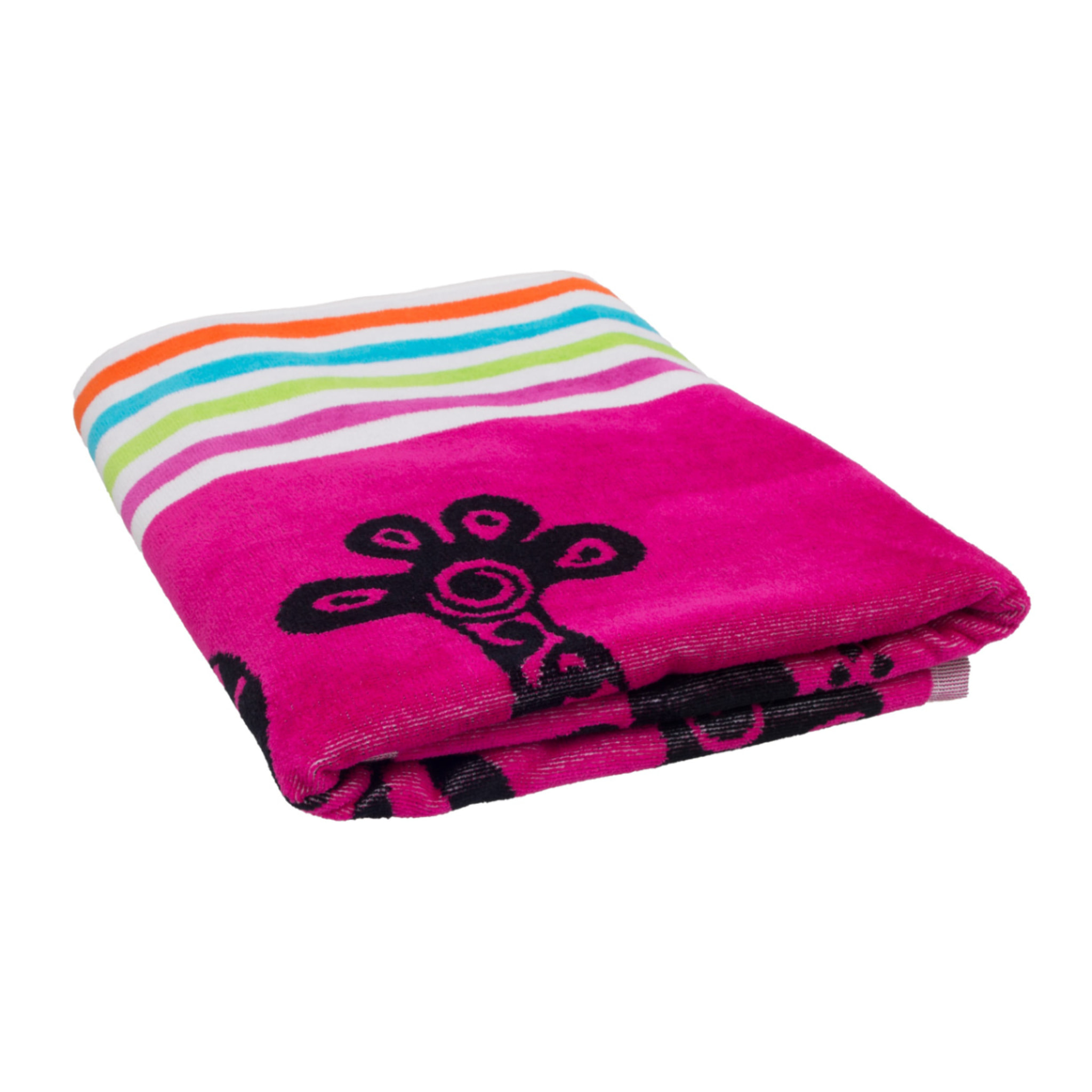 Telo Mare Spugna Jacquard Spiaggia Disegno Geko Multistripe