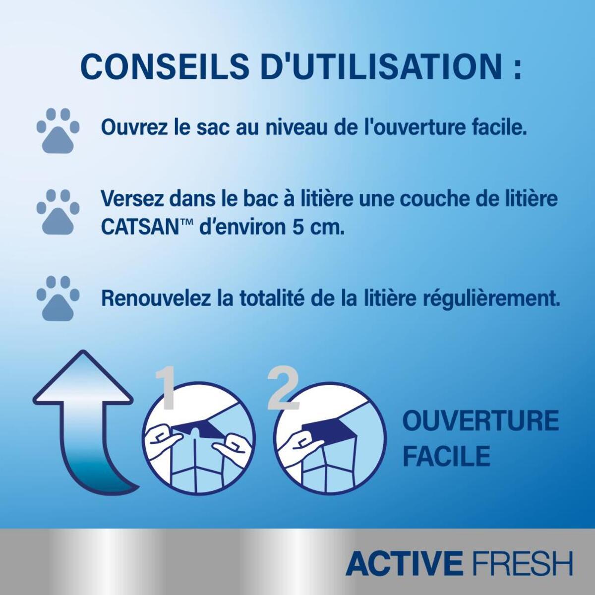 CATSAN Active Fresh Litière minérale agglomérante pour chat 2 boîtes de 5L