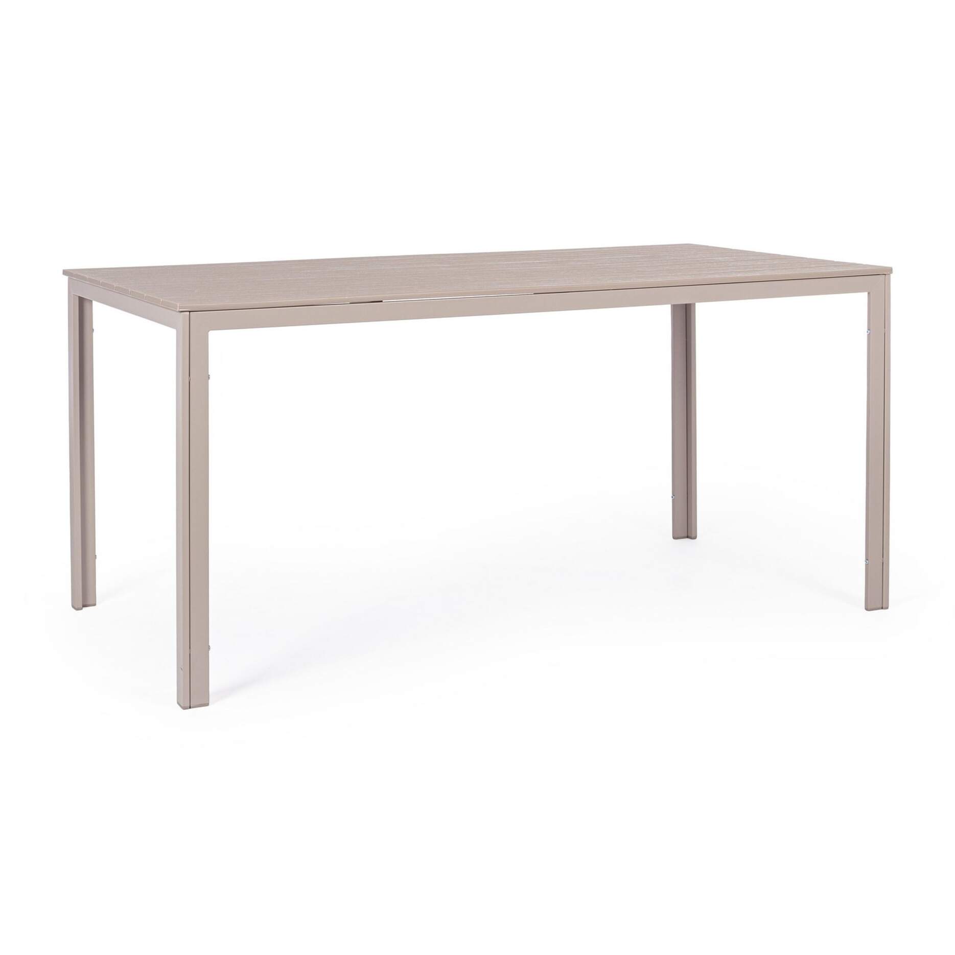 Tavolo fisso da giardino VALENCIA tortora effetto legno, struttura in acciaio, 156x78 cm