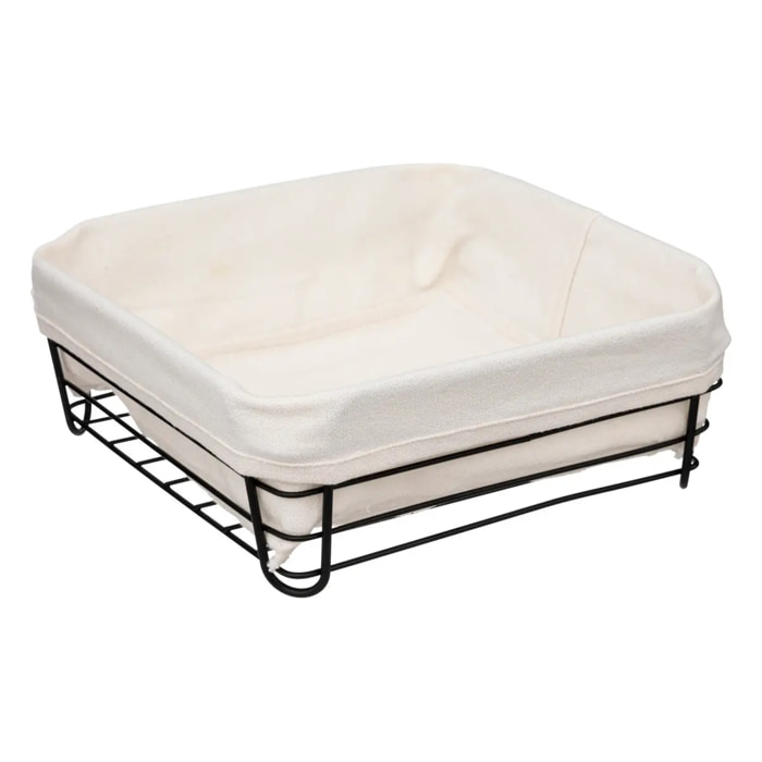 Corbeille en acier 25cm beige/noir