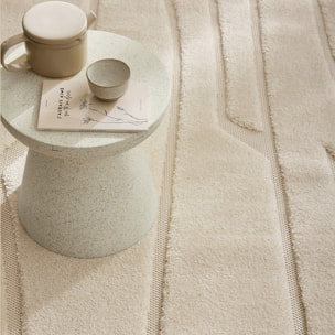 ROMY - Tapis de salon texturé en relief crème - ROM505CRE
