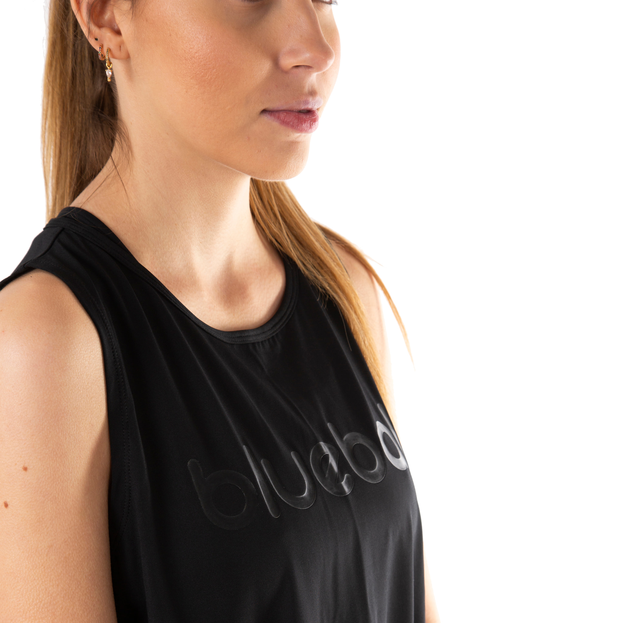 CAMISETA RUNNING SLIM MUJER SIN MANGAS BLUEBALL EN NEGRO