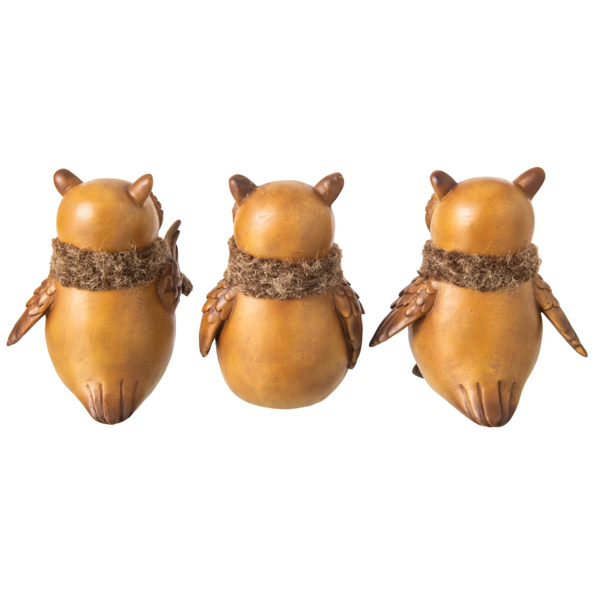 J-Line Hibou foulard - polyrésine - beige/marron - large - assortiment de 3