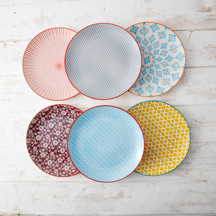 Lot de 6 grandes assiettes design 1, SABAE
