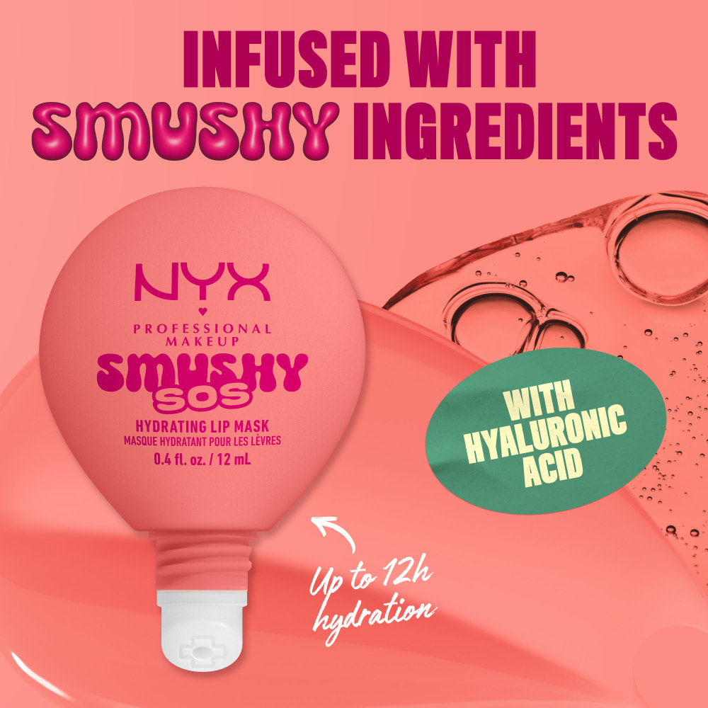 NYX Professional Makeup Smushy SOS Soin lèvres 2-en-1 Baume Jour & Masque Nuit PEACH PAMPER