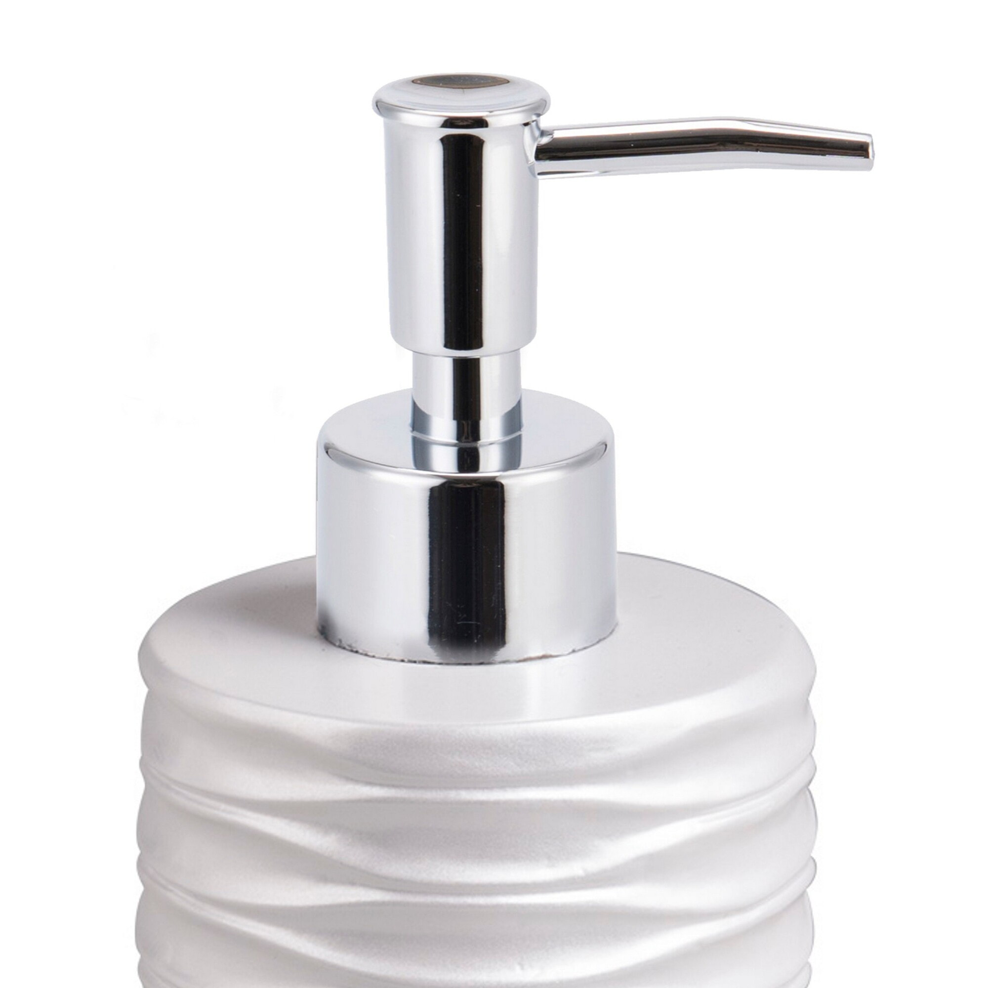 Distributeur de savon Tomasucci WAVE, en résine, argenté, 7,5 × 7,5 × 10,5 cm
