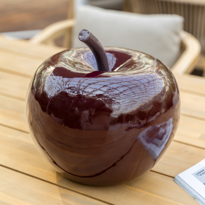 Déco à poser d extérieur pomme "Glossy" résine rouge rubis D26cm