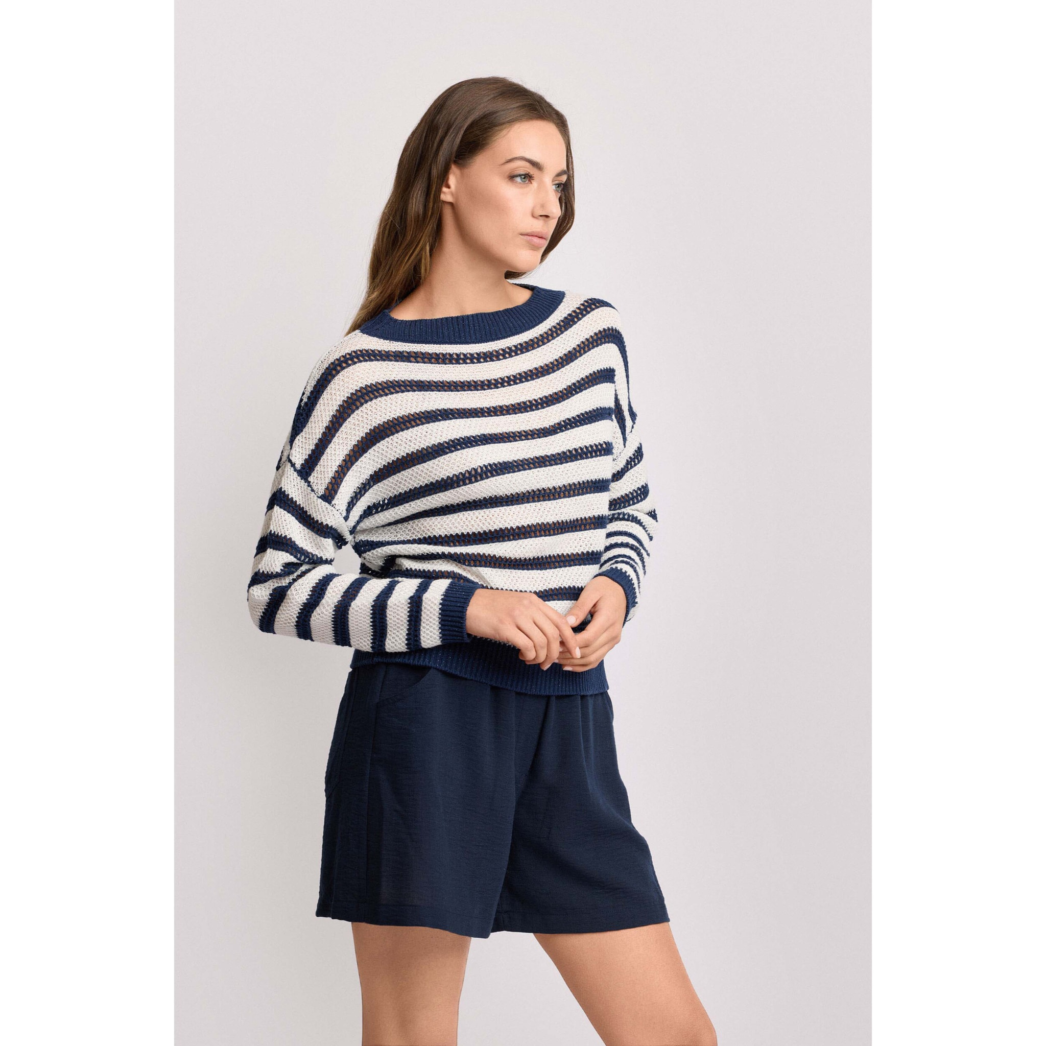 Kocca - Maglia a maniche lunghe a righe Donna, Righe, Girocollo