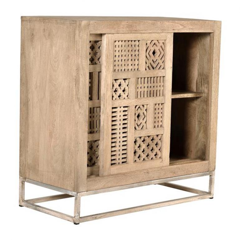 Mueble auxiliar - Madera de Mango y Metal - 90x90x40cm