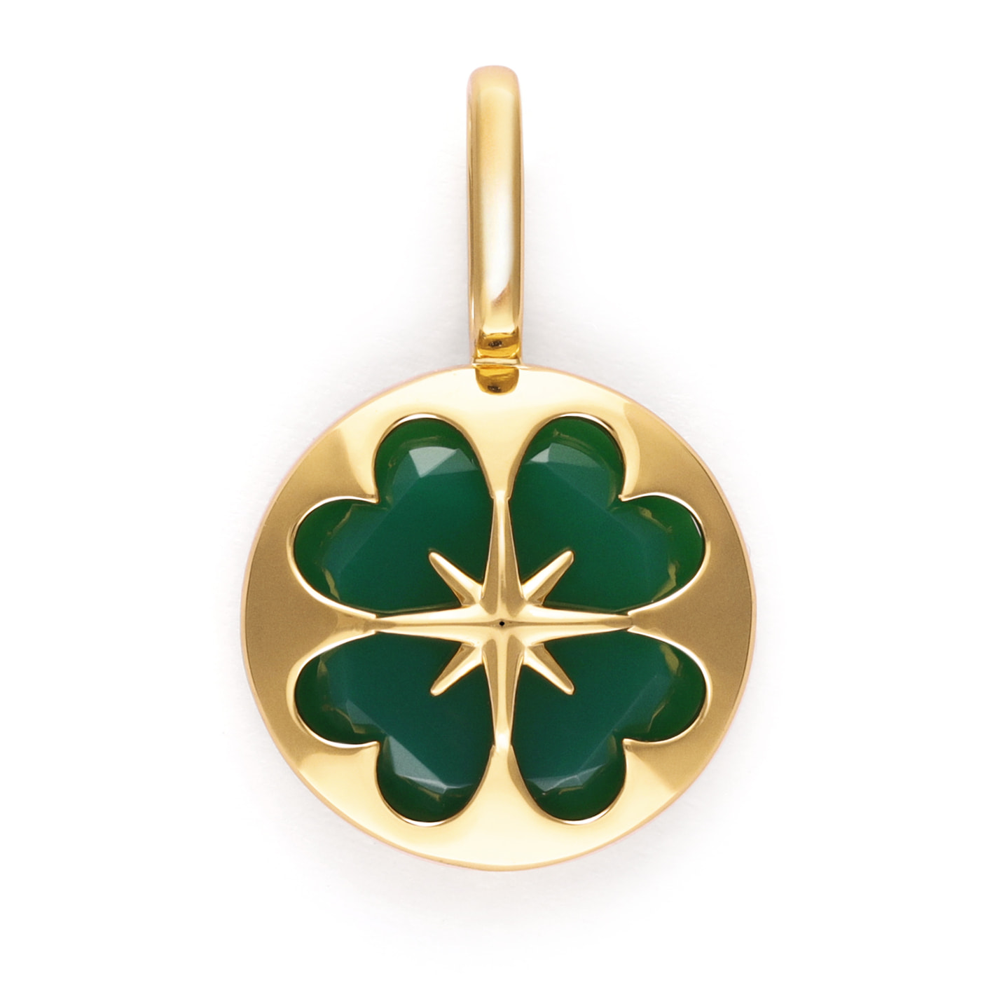 Charm Trifoglio Agata Stone Placcato Oro