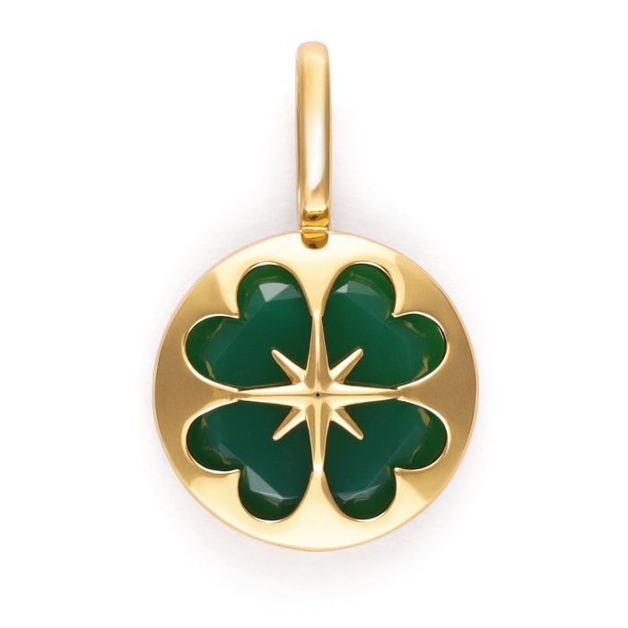 Charm Trifoglio Agata Stone Placcato Oro