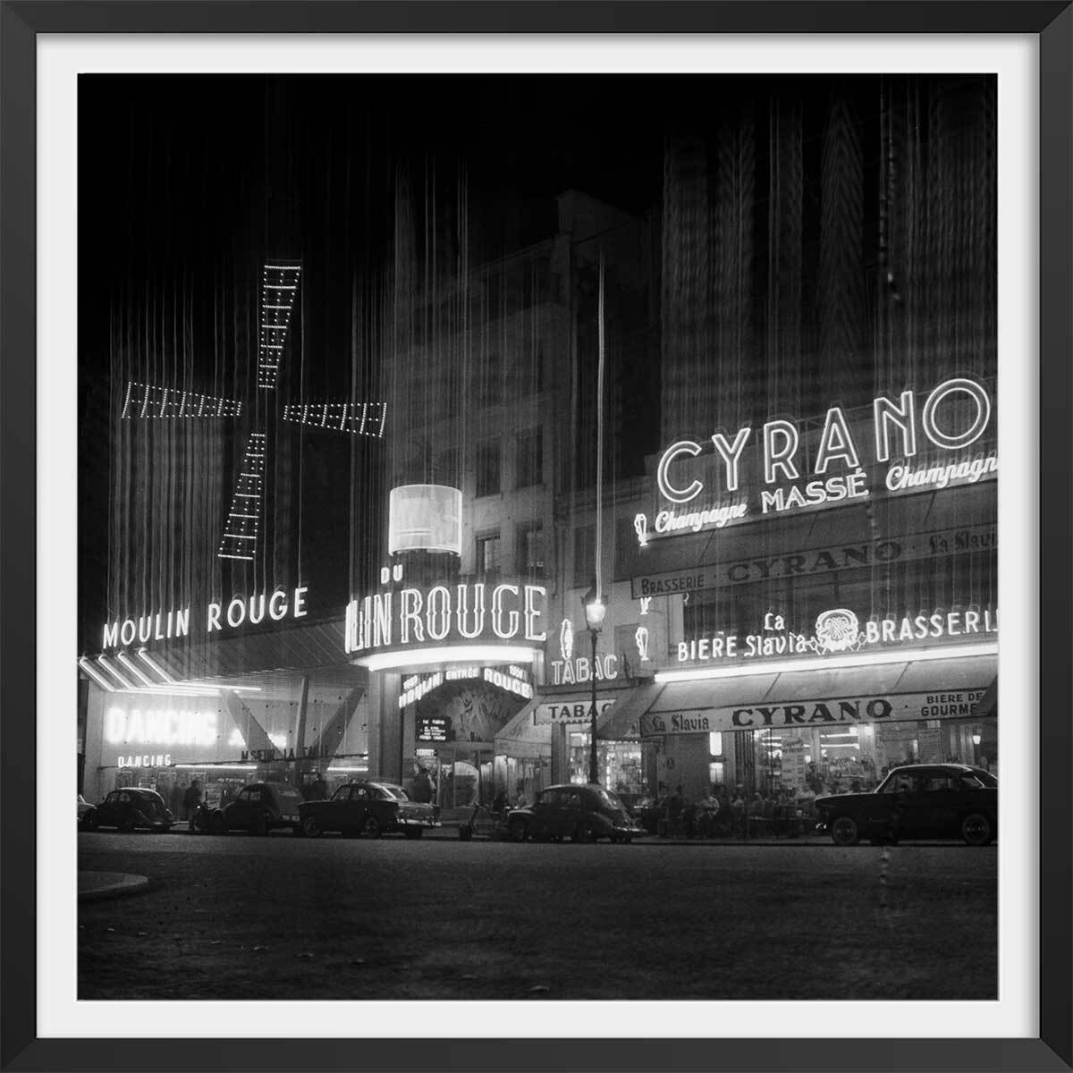 Affiche de Paris, Le moulin Rouge Affiche + cadre en bois - Noir
