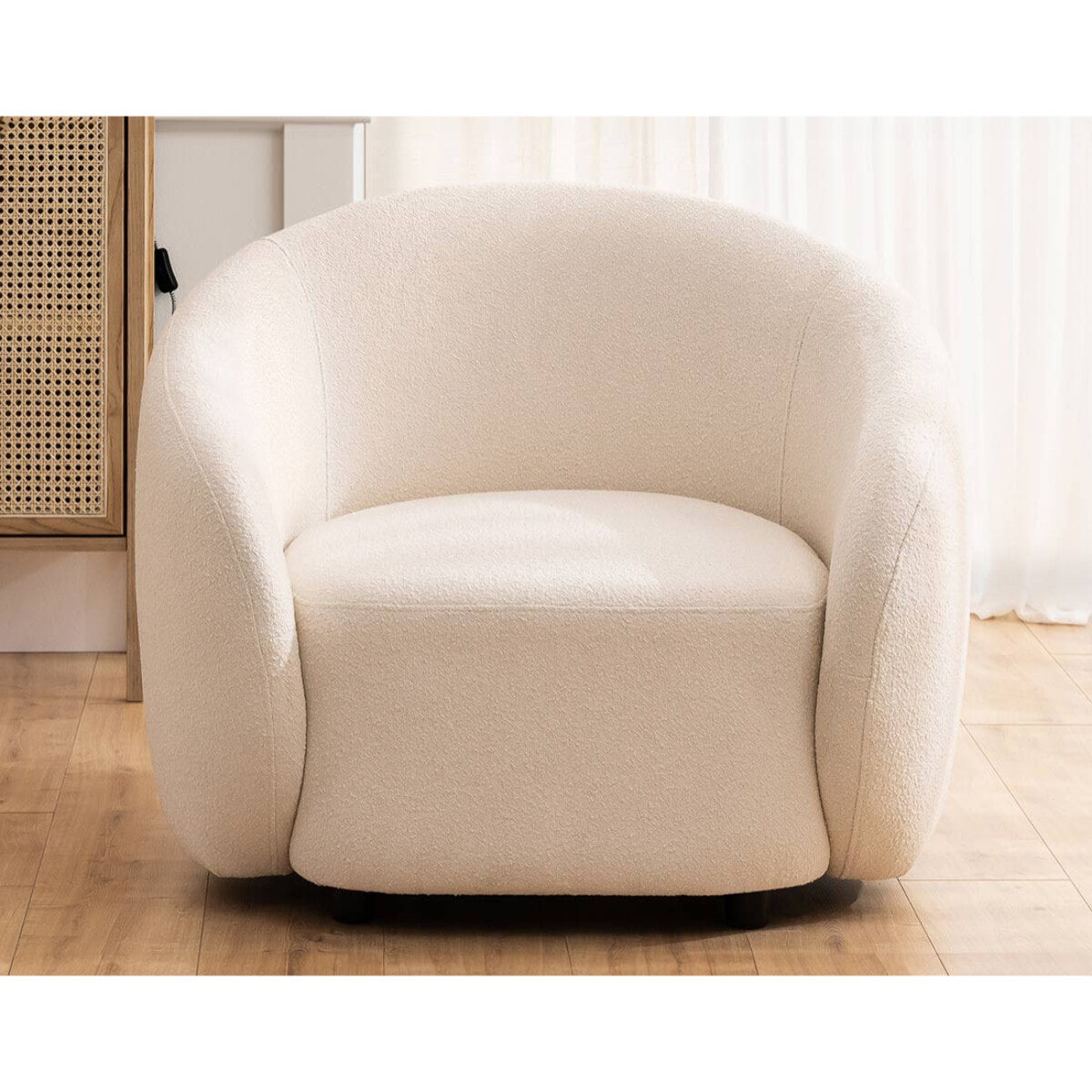 Flore - Fauteuil en tissu bouclette - Beige