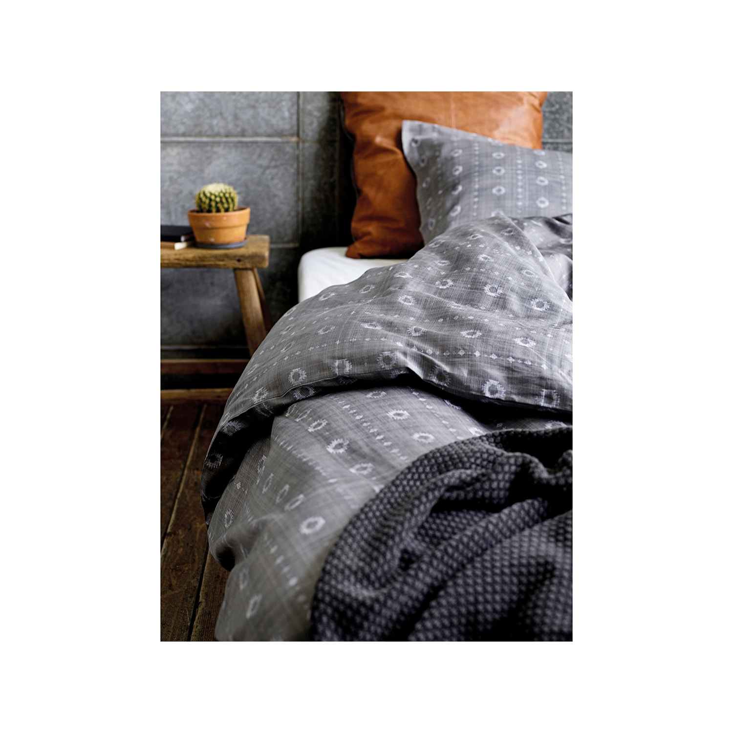 Coussin 60x60 Lodge leather Noir/Tobacco