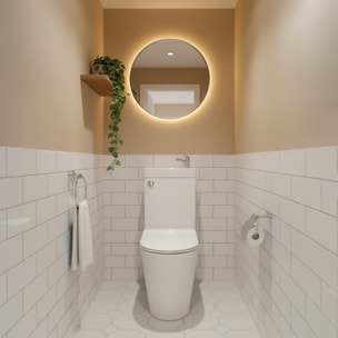 Brevis kit WC à poser sans bride en céramique + robinet eau froide S-Line Pro + tuyau de raccordement Siko (SATBRE34)