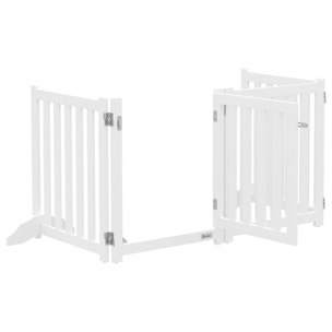Barrière de sécurité chien pliable modulable autoportante avec porte max. 205 x 60 cm MDF blanc