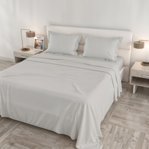 COMPLETO LETTO RASO CLOE, 100% Raso di Cotone, Made in Italy - GRIGIO CHIARO