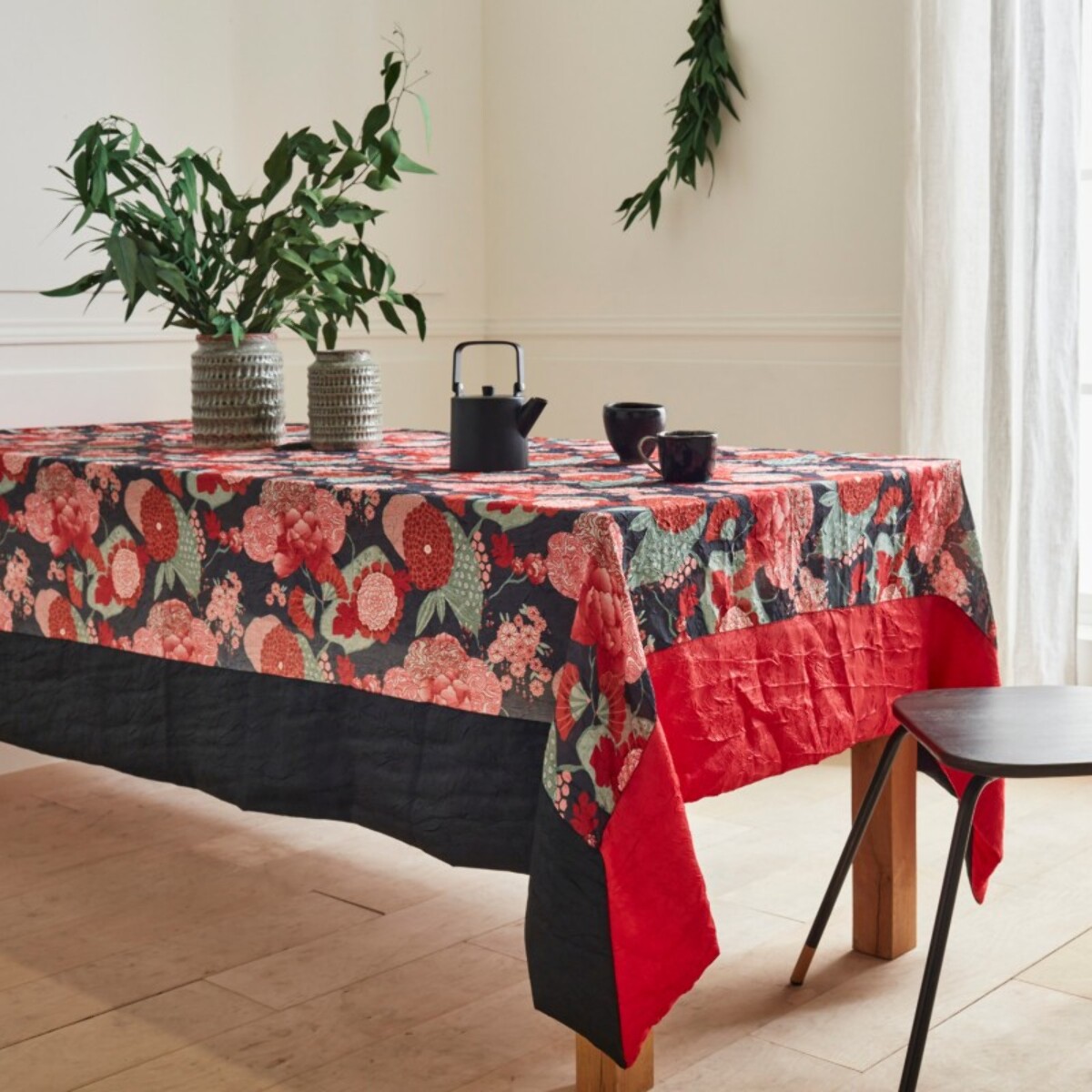 Nappe taffetas froissé GEISHA anthracite