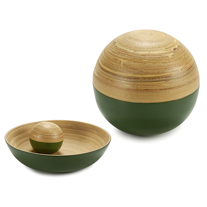 Palla di bambù decorazione verde 10 cm